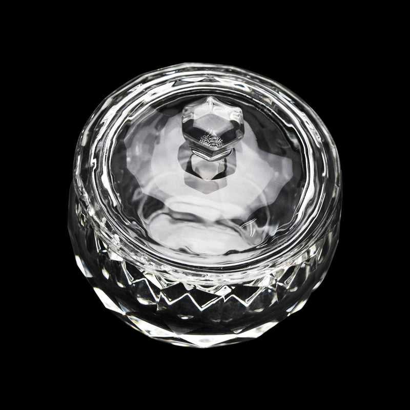 Round Crystal Clear Acrylic Liquid Powder Glass Dappen Dish Glass Cup w Cap Lid Bowl for Acrylic Nail Art Transparent Kit, HJ-NAPB013 Large Round Cup - BeesActive Australia