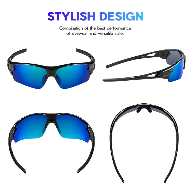 BEACOOL Polarized Sports Sunglasses for Men Women Youth Baseball Fishing Cycling Running Golf Motorcycle Tac Glasses UV400 Black Green - BeesActive Australia