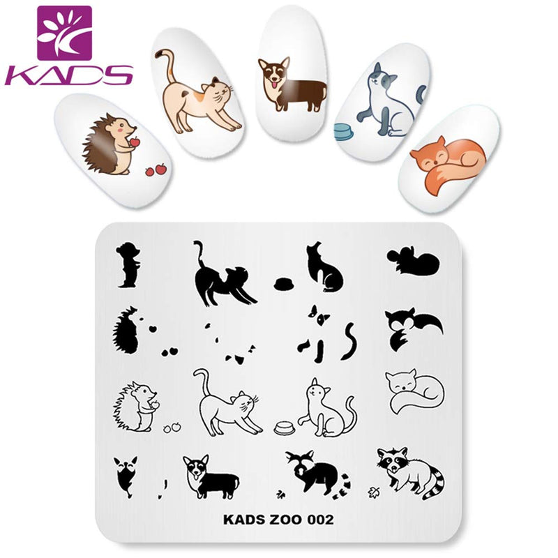 KADS Nail Art Stamp Plate Cute Animal Series Nail stamping plate Template Image Plate Nail Art DIY Decoration Tool Butterfly Dog Fox - BeesActive Australia