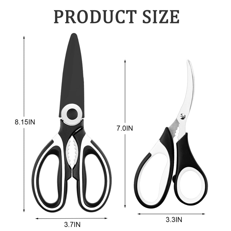 2 Pcs Herb Scissors, Multi-Blade Herb Scissors with Cover and Cleaning Comb, Stainless Steel Vegetable Scissors for Cutting Cilantro Onion Salad Garden Herbs, Heavy Kitchen Scissors (Green) (Black-2) Black-2 - BeesActive Australia