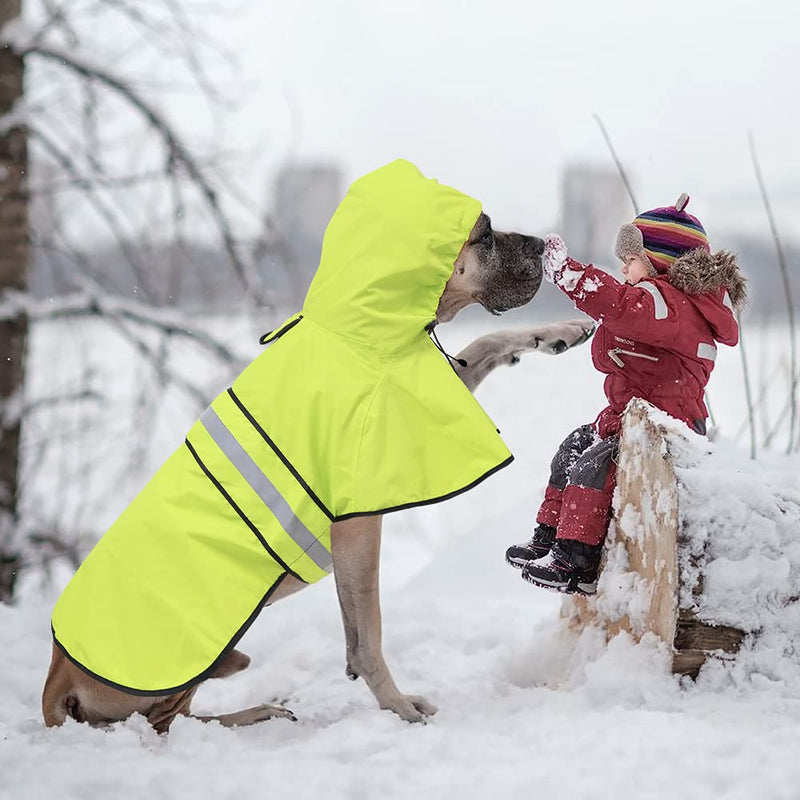Ezierfy Reflective Dog Raincoat - Adjustable Raincoat for Dogs, Lightweight Hooded Dog Raincoats Poncho Slicker, Waterproof Rain Jacket Coat for Small, Medium, Large Dogs Walking Neon Green X-Large - BeesActive Australia
