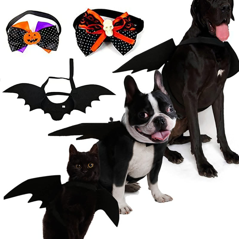 Alycwint Cat Halloween Costumes Bat Wings 2 Sets, Pet Costume Accessories with Adjustable Collar and Velcro Cat Collar Decoration,for Puppy Dog and Cat Halloween Party Dress Up Outfit - BeesActive Australia