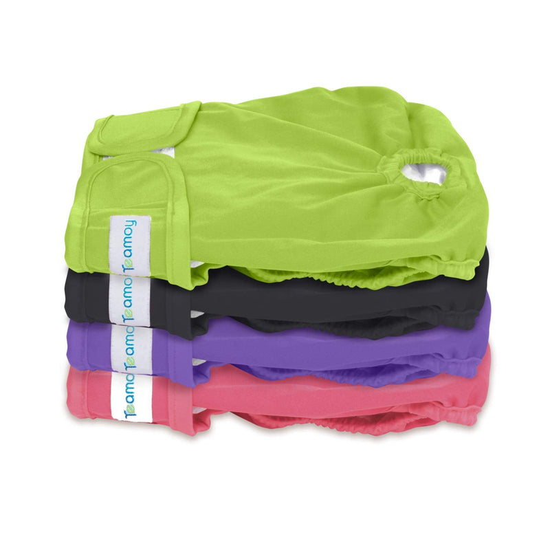 Teamoy Washable Female Dog Diapers, Reusable Doggie Diaper Wraps for Female Dogs, Super-Absorbent and Comfortable S (Pack of 4) Black+ Purple+ Green+ Rose Red (4pcs) - BeesActive Australia