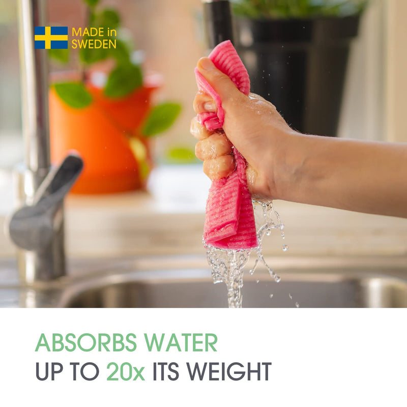 The EcoGurus Premium Swedish Dishcloths for Kitchen (10 x Assorted) Multi-Surface, Cellulose & Cotton, Original Made in Sweden - Eco-Friendly, Reusable, Absorbent, No Odor, Cellulose Sponge Cloths Assorted Dishcloths - BeesActive Australia