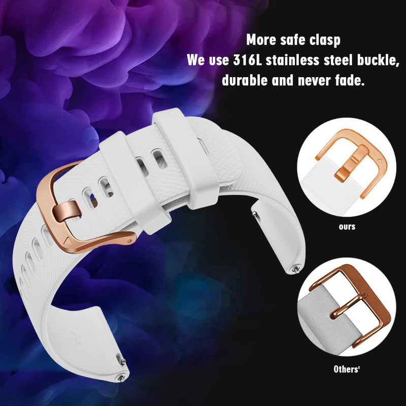 NotoCity for Garmin Venu/Vivomove Hr Band, 20mm Watch Strap Soft Silicone Replacement for Garmin Forerunner 245/Forerunner 645/Vivoactive 3 Smartwatch (White S) white Small - BeesActive Australia