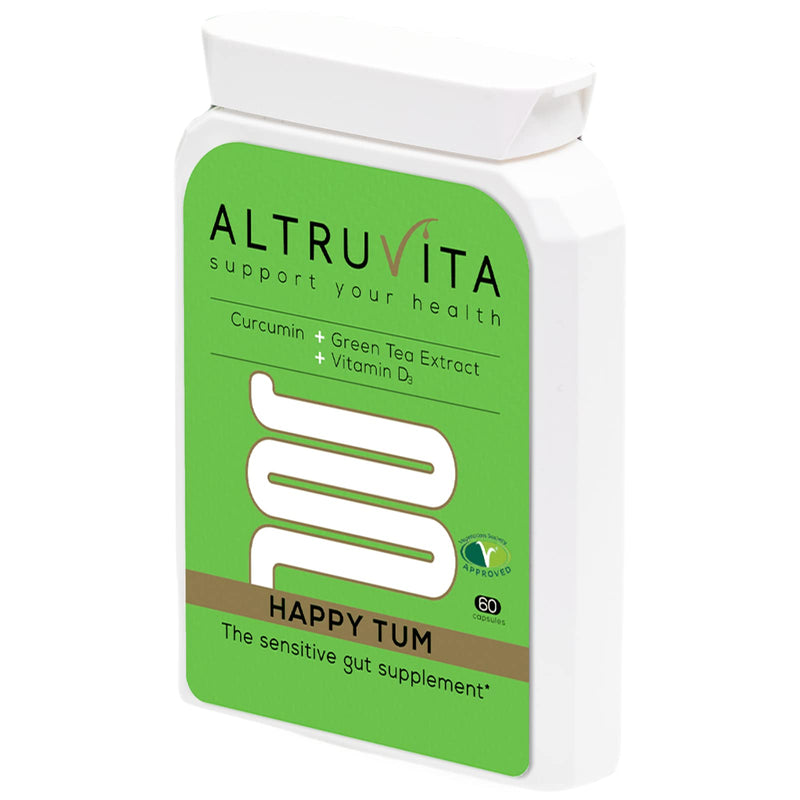 Altruvita Happy Tum | Vitamin D3, Curcumin & Green Tea | 60 Days Supply | Immune Support | Sensitive Gut Supplement | 60 Capsules | Vegetarian Approved - BeesActive Australia