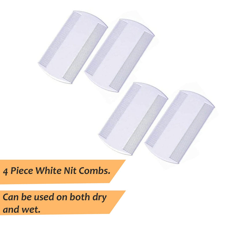 4 X Nit Comb Headlice Double Sided Lice Combs Dectection for Kids Pets and Adults White Colour - BeesActive Australia