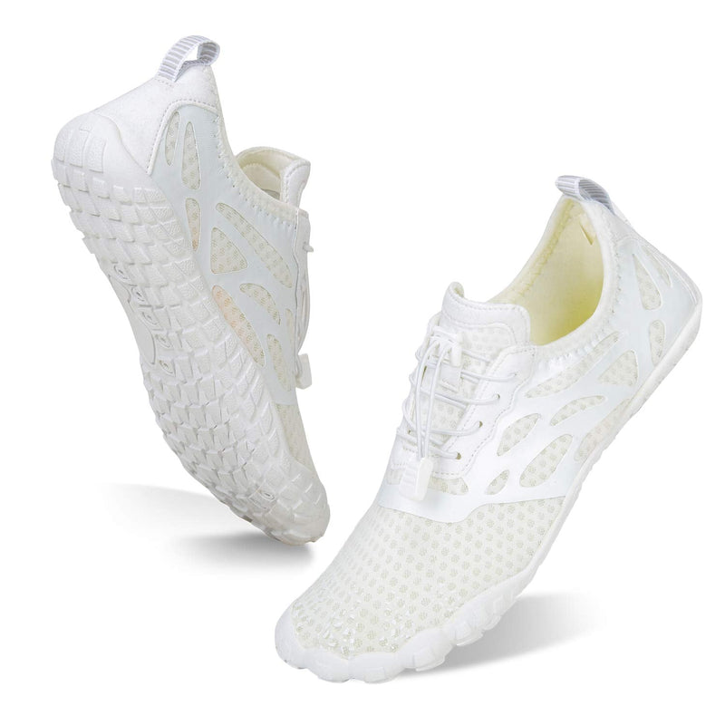 Water Shoes Mens Womens Barefoot Diving Swim Shoes Water Sports Non-Slip Aqua Shoes for Swim Pool, Beach,Hiking, Kayaking, Boating,Surfing 13.5 Women/12 Men White-b - BeesActive Australia