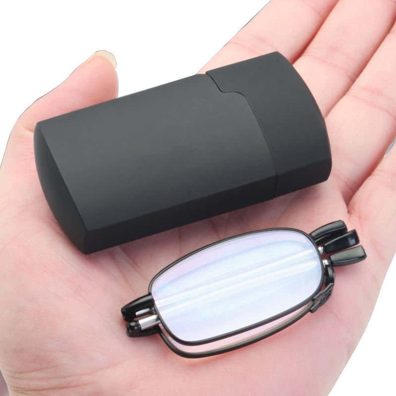 Fsread Folding Reading Glasses Compact Small Portable Blue Light Blocking Reader Spring Hinge Black 2 Black 1.75 x - BeesActive Australia