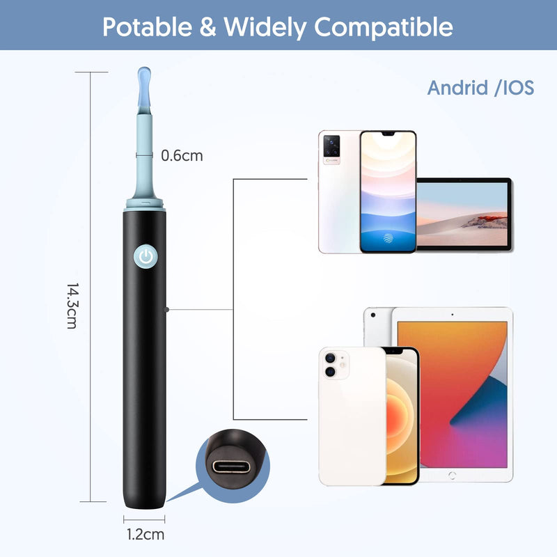 Ear Wax Removal kit Camera - 1920P Wireless Ear Otoscope with 6 LED Lights, Avatar Controls Smart Bud Endoscope Ear Wax Cleaner Tool with Soft Silicone Ear Spoon for iPhone iPad & Android Smart Phones - BeesActive Australia