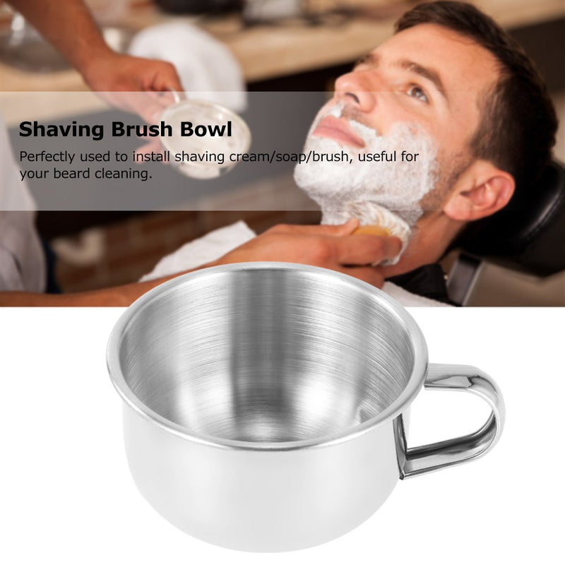 Shaving Brush Bowl with Handle Stainless Steel Shave Cream Soap Bowl Shaving Mug Men's Stainless Steel Soap Cup Bowl Male Face Cleaning Soap Bowl - BeesActive Australia
