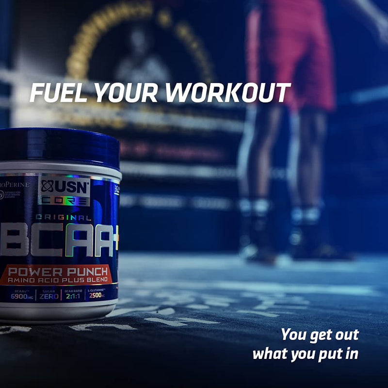USN BCAA Power Punch Energy, Eaa's with Caffeine, Intra Workout Mango Orange, 36 Servings 400 g - BeesActive Australia