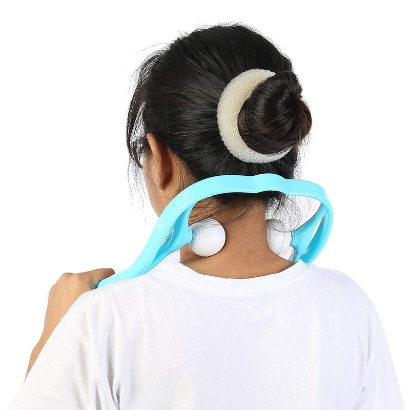Manual Neck Massager, Shiatsu Roller Ball Massage Tool Neck and Shoulder Muscle Relax, Deep Tissue Dual Trigger Point Shoulder Massager Blue - BeesActive Australia