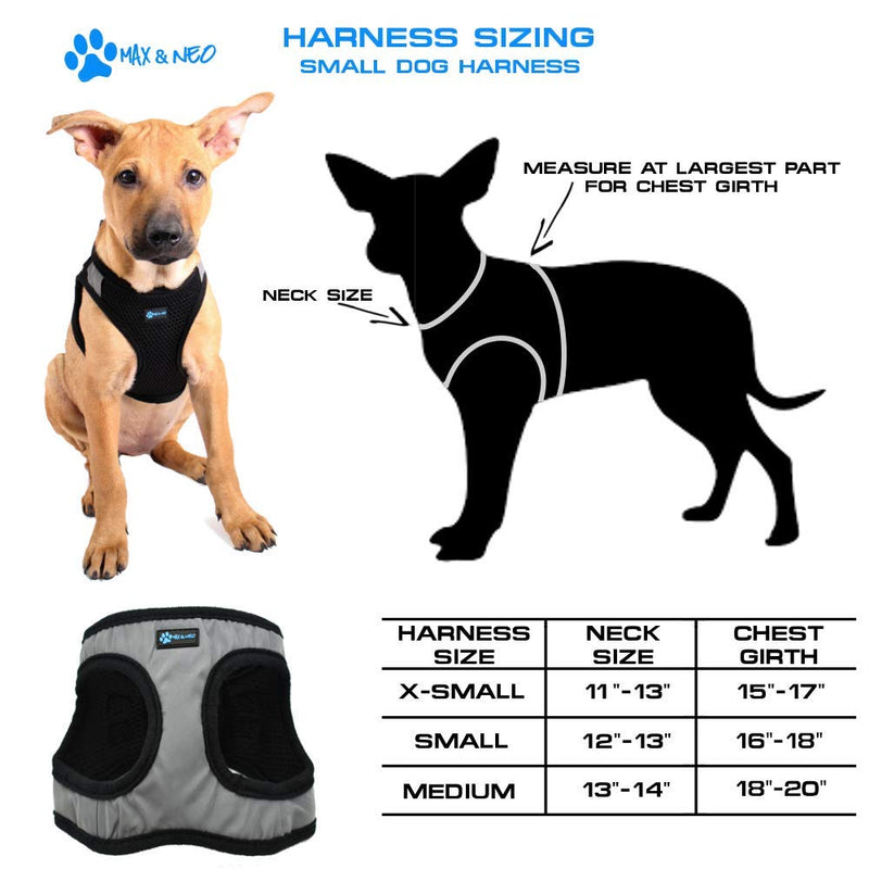 Max and Neo Nanu Small Dog Reflective Dog Harness - We Donate a Harness to a Dog Rescue for Every Harness Sold TEAL - BeesActive Australia