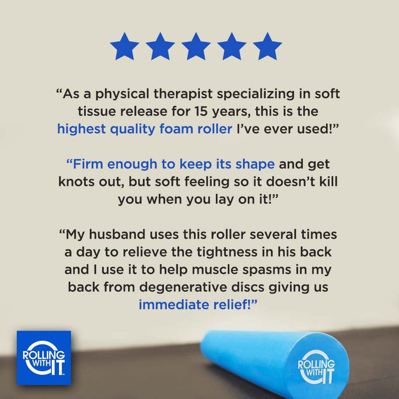Rolling With It Foam Roller - High Density - for Exercise and Muscle Recovery - Eco-Friendly Back Roller - Select Size Below 13-18-36 inches 13 x 6 Inch - BeesActive Australia