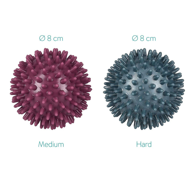 Navaris Spiky Massage Balls - Set of 2 - Hedgehog Balls for Self Massage - 1x Medium-Hard & 1x Harder Ball - Pair of Bumpy Massager Balls - � 8cm - BeesActive Australia