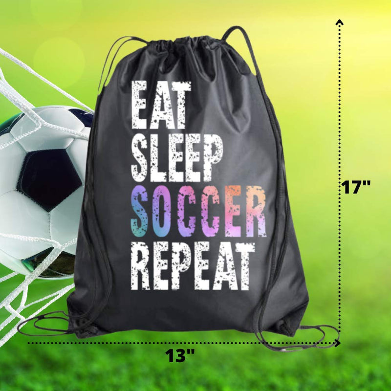 Soccer Drawstring Bag for Girls, Eat Sleep Soccer Repeat Backpack, Soccer Player Gift, Sport Pack Cinch Sack Tote Bag - BeesActive Australia