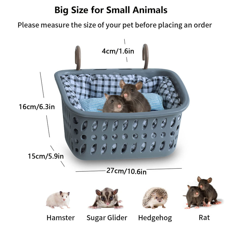 JWShang Rat Bed, Rat Hammock Hanging Basket Warm Bed, Rat Cage Accessories and Habitats, Small Animals Removable Nest Mat for Hamster, Sugar Glider, Rat (Small, Grey) Large - BeesActive Australia