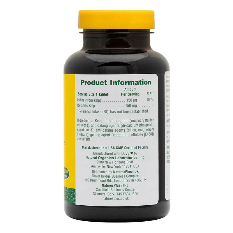 NaturesPlus Icelandic Kelp - Natural Iodine Supplement from Kelp, Easy One A Day - Vegetarian, Gluten Free - 300 Tablets - BeesActive Australia