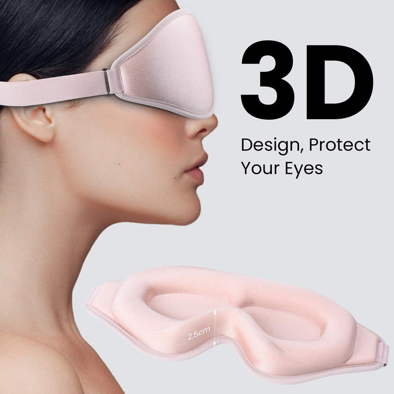 Sleep Eye Mask, 3D Contoured Sleep Mask Light Blocking Sleep Mask for Women and Men, Soft and Comfortable Night Eye Blinder, Suitable for Travel, Flight, Lunch Breaks, Sleeping, Meditation (Pink) Pink - BeesActive Australia