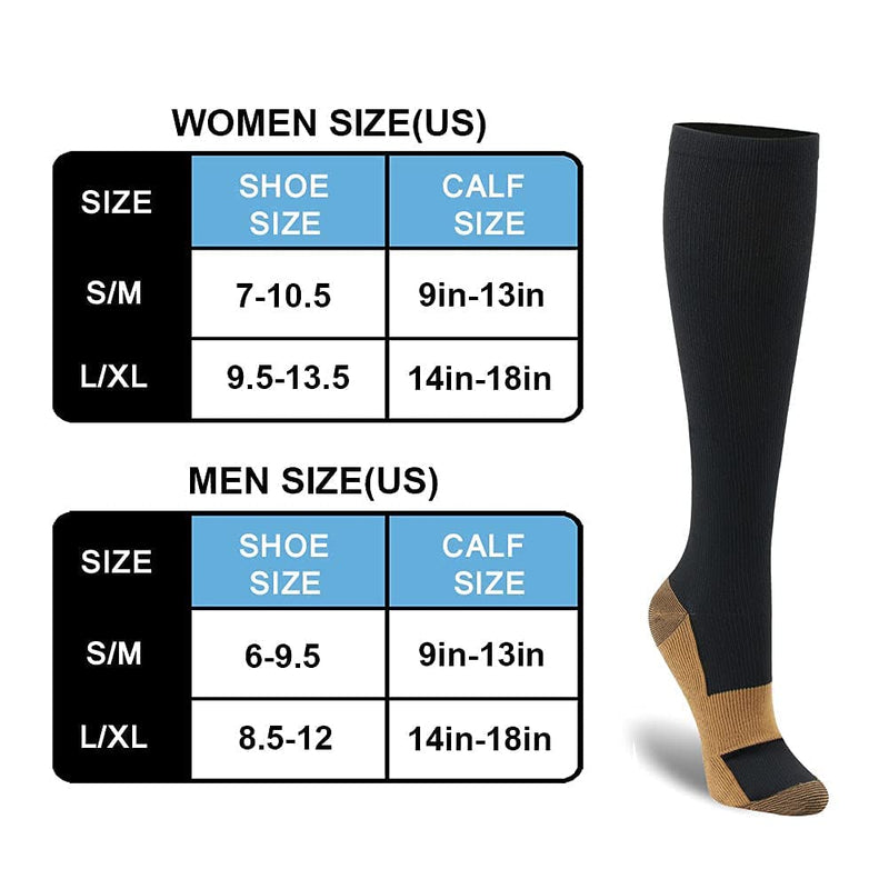 HLTPRO Compression Socks for Women & Men(4 Pairs) - Best Support for Medical，Circulation, Nurses, Running, Travel Large-X-Large Black Copper 4 Pairs - BeesActive Australia