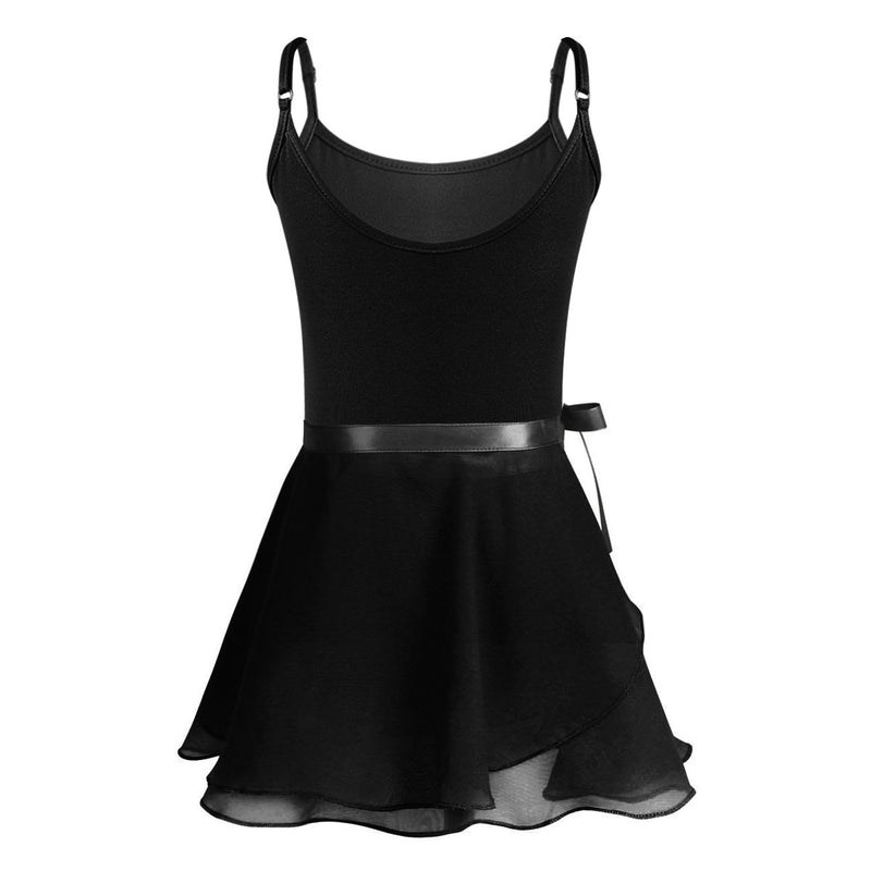 [AUSTRALIA] - Agoky 2pcs Girls Long Sleeve/Sleeveless Leotard with Pro Tight Skirt Ballet Dance Tutu Dress Outfit 12-14 Black(camisole) 
