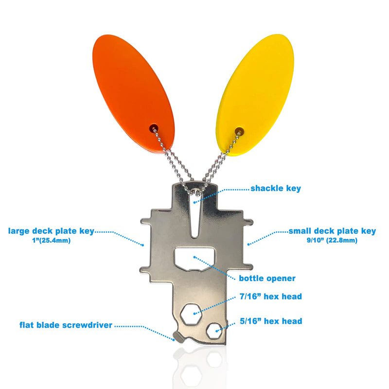 Duthyvea Deck Fill Plate Key Kit for Boat Marine Yacht Water Gas Fuel Diesel Tank Waste Filler Cap Keys Multi-Tool & Floating Keychain - BeesActive Australia