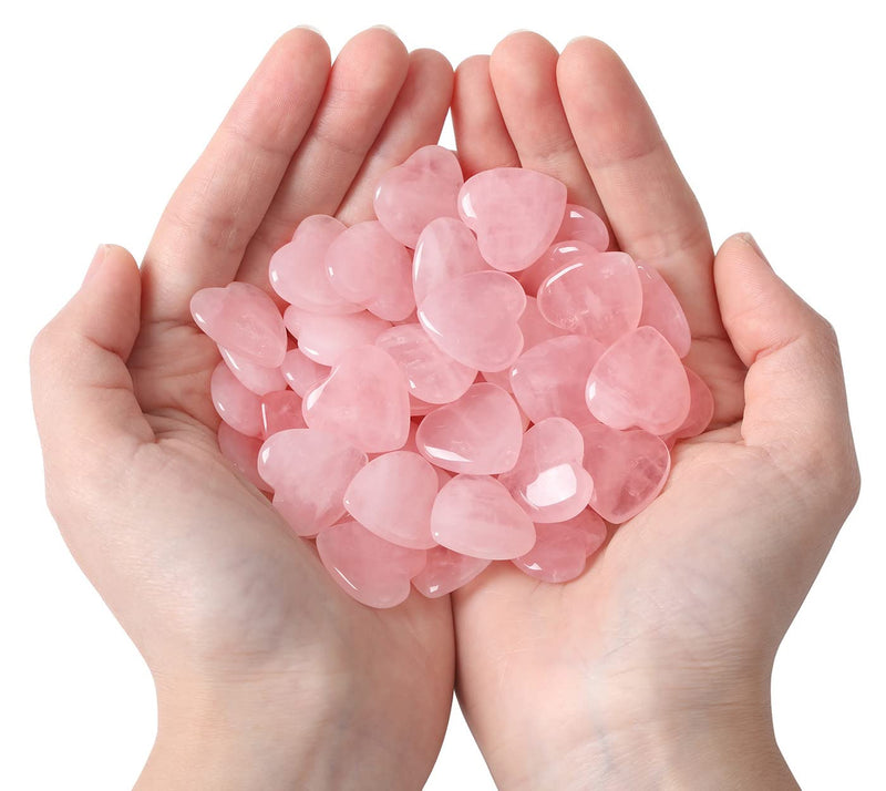 XIANNVXI 20 Pcs Rose Quartz Crystal Heart Stones Healing Crystals Gemstones Reiki Palm Stones for Meditation Energy Balancing - BeesActive Australia