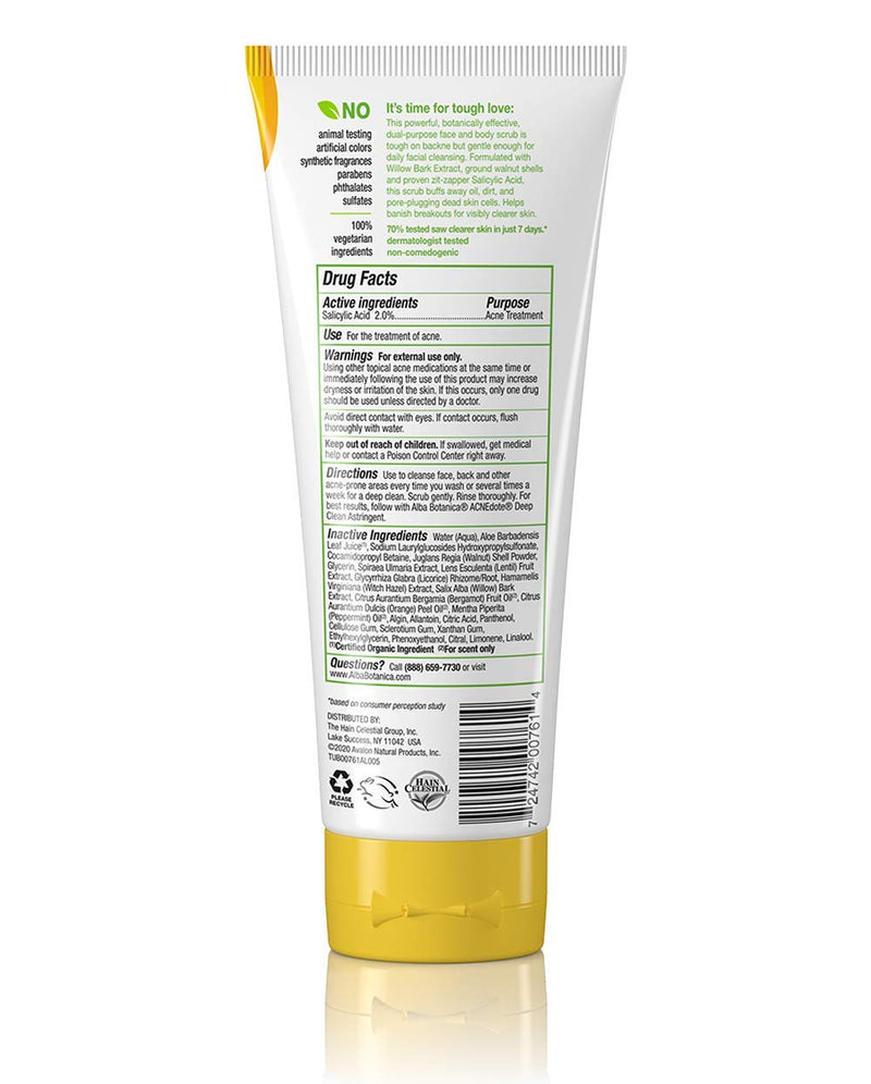 Alba Botanica Acnedote Maximum Strength Face & Body Scrub, 8 Oz (Packaging May Vary) - BeesActive Australia