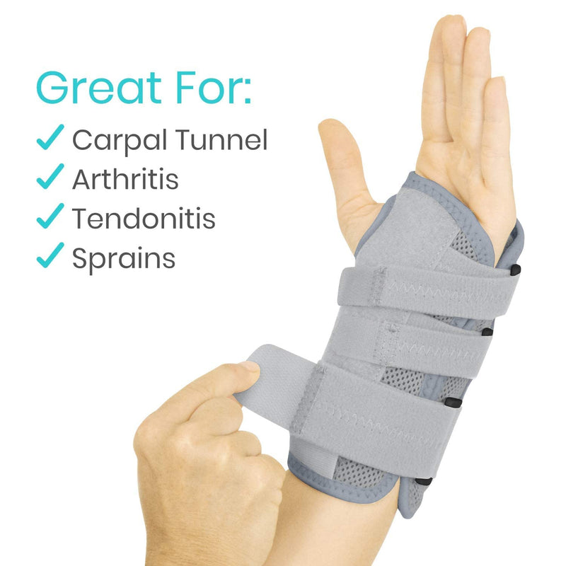 Vive Carpal Tunnel Wrist Brace (Left or Right) - Arm Compression Hand Support Splint - for Men, Women, Kids, Bowling, Tendonitis, Arthritis, Athletic Pain, Sports, Golf - Universal Adjustable Fit Gray - BeesActive Australia