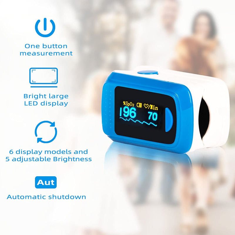 BLT M70CB Fingertip Pulse Oximeter, SpO2 Blood Oxygen Level Saturation Sats Monitor for Adults Meets Medical Standard UK Guidance, Finger Pulse Oximeter CE Approved, Meet NHS Requirement, No Bluetooth Blue - BeesActive Australia