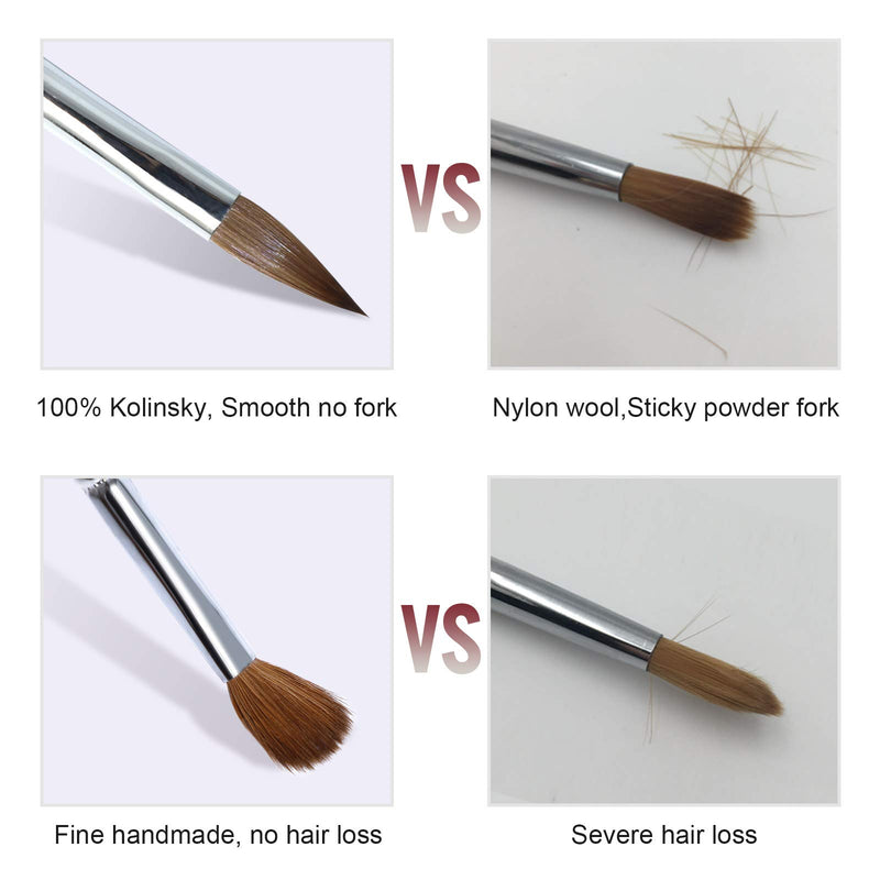 Acrylic Nail Brush and Cuticle Pusher, 100% Kolinsky Hair Nail Art Brush for Acrylic False Nail, Red-Wood Pen, Non-Forked And Non-Clumping Nib, For French Nail. 8# - BeesActive Australia
