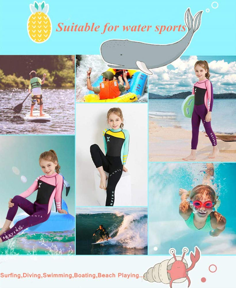 [AUSTRALIA] - JOORUI Kids Swimsuits One Piece Swimming Wet Suits for Boys Girls Long Sleeve UPF50+ Quick Dry Swimming Wear K3 XX-Large 