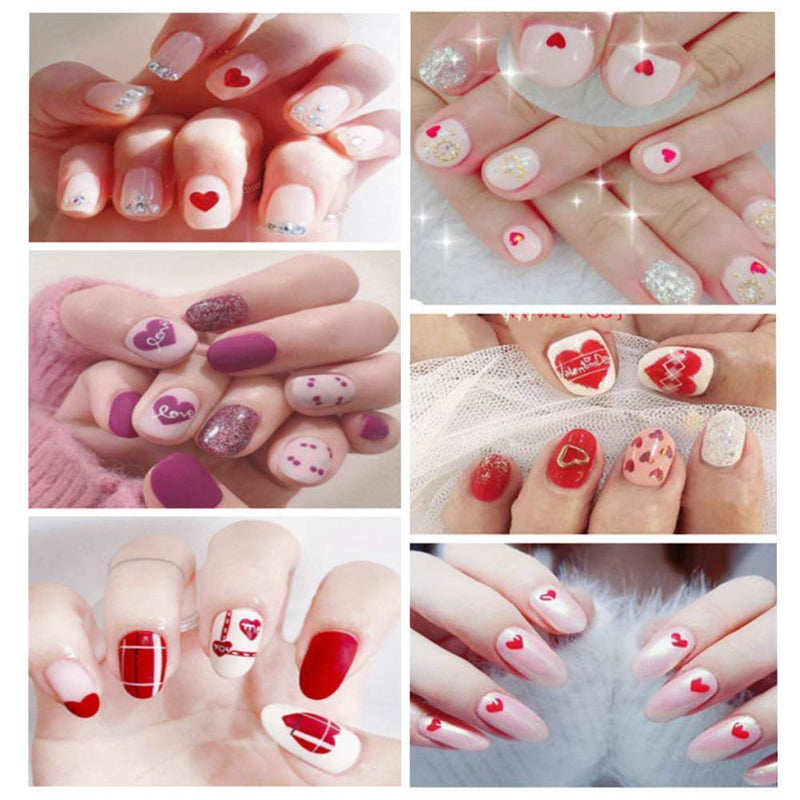 Valentines Day Nail Art Stickers Valentine Heart Nails Decals Nail Art Supplies Self- Adhesive Lips Heart XO Love Nail Stickers for Women Girls Nail Decorations Designs Nail Decor Manicure Sets 6PCS - BeesActive Australia