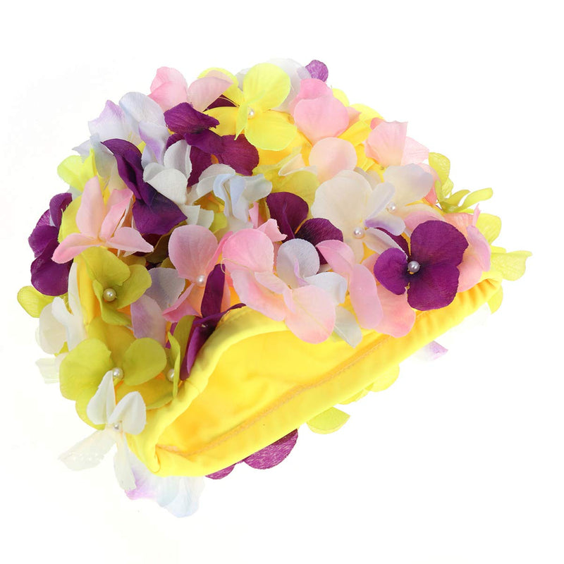 FAVOMOTO Swim Cap Flower for Women Floral Caps Swim Turban Waterproof Swim Cap for Long Hair Petal Stylish Swimming Hat Bathing Caps Ear Hair Protection Easy to Put On and Off Size - BeesActive Australia