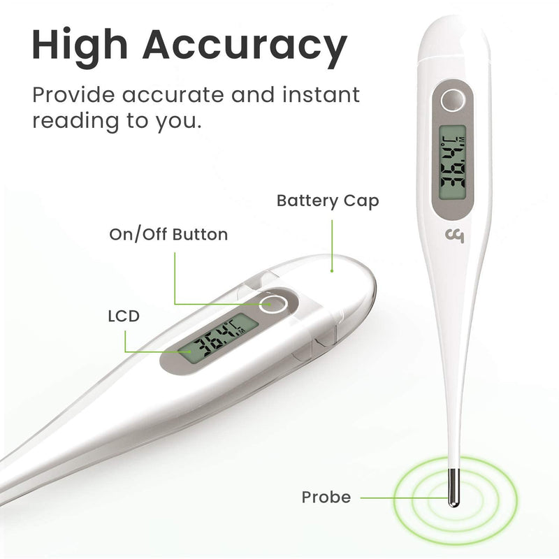 Femometer Oral Thermometers, Digital Thermometer Adults Kids Babies, Accurate Switchable Body Temperature Thermometer (Gray) - BeesActive Australia