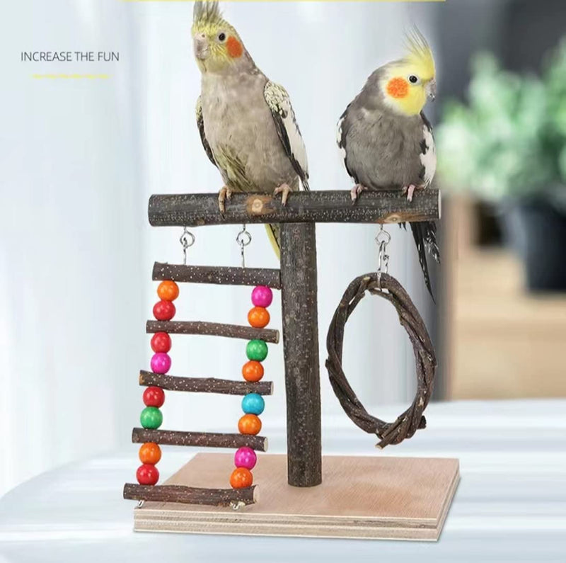 XLpeixin Bird Playground Parrot Playstand Birds Play Stand Wood Exercise Perch Gym Stand Hanging Swing Toys for Small Medium Parakeets Canaries Cockatiels Lovebirds and More… Portable - BeesActive Australia