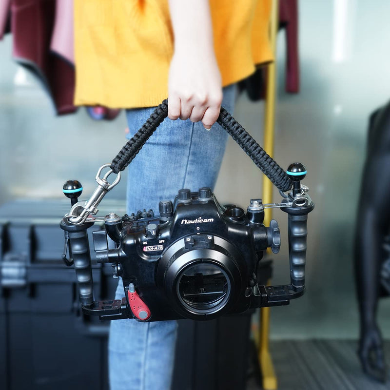 nitescuba Underwater Camera housing Carry Lanyard Military Grade Parachute Rope Waterproof Case Soft Handle with 2pcs 316 Stainless Steel Swivel Eye Bolt Snap Hooks ns028 32inchBlack - BeesActive Australia
