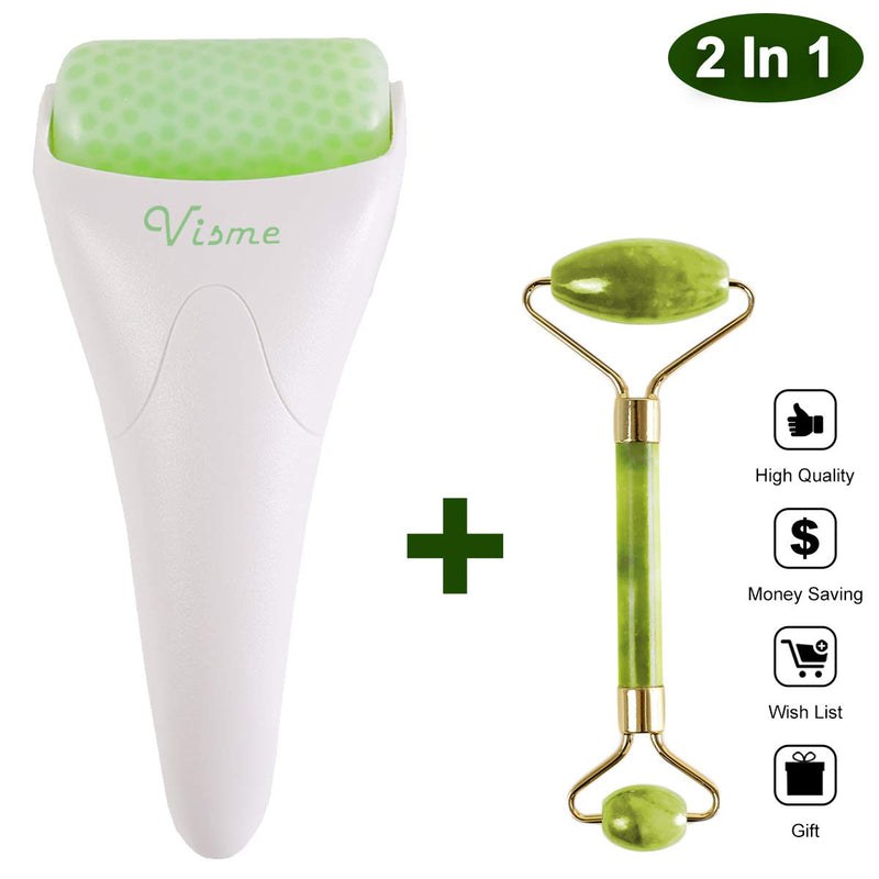 Face Ficial Jade Ice Roller – Natural 100% Real Jade Roller Anti Wrinkle Gua Sha Tool With Cooling Ice Roller for Face & Eye Puffiness Migraine Pain Relief Facial Massager Treatment Gifts for Women greeen - BeesActive Australia