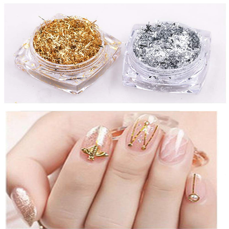 Shiny nails 9 boxes of golden silver nail art sequins different shapes transfer foil feminine charm accessories DIY decorations - BeesActive Australia