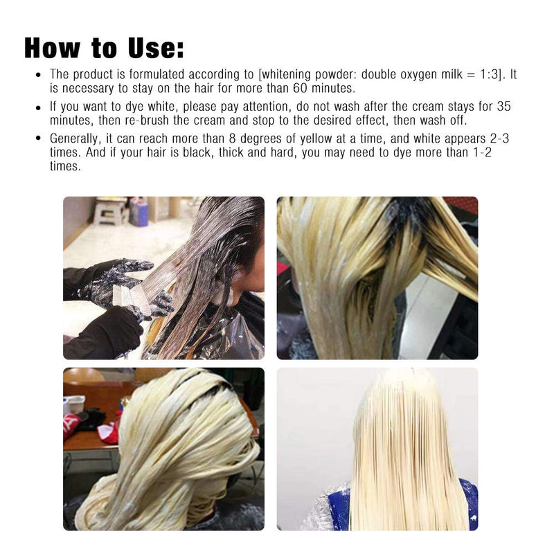 Hair Bleaching Set, Hair Bleaching Powder+2Pcs Dioxygen Milk No stimulation, no injury for Hair Salon and Family - BeesActive Australia