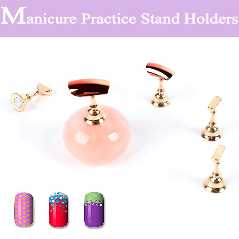 ANGNYA Nail Tips Stand Holders Magnetic Alloy Oval Practice Stand Base Nail Art Display Manicure Tool (Pink) Pink - BeesActive Australia