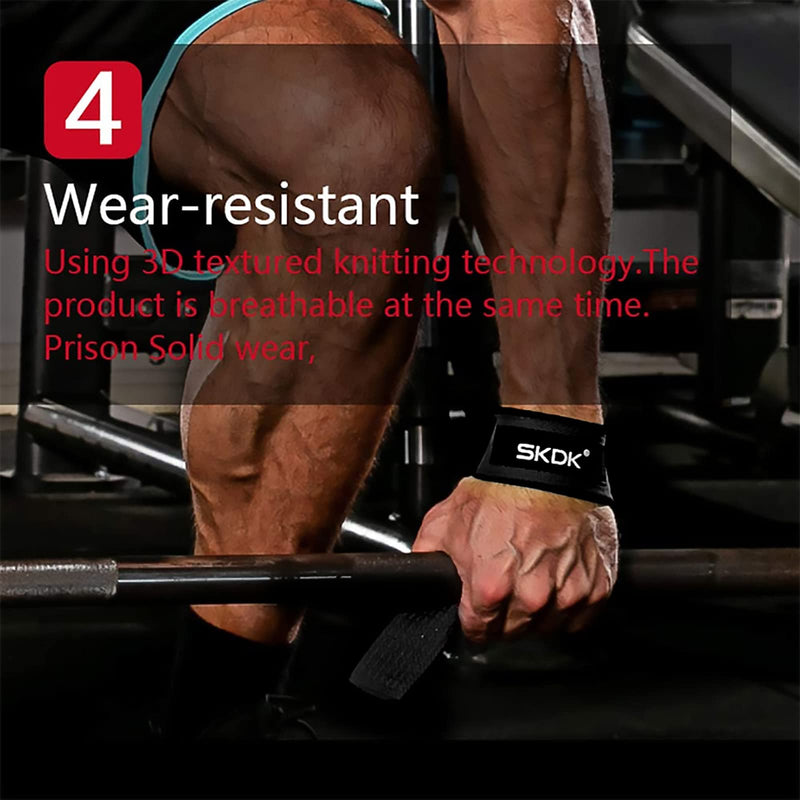 SKDK Cotton Hard Pull Wrist Lifting Straps Grips Band-Deadlift Straps with Neoprene Cushioned Wrist Padded and Anti-Skid Silicone - for Weightlifting, Bodybuilding, Xfit, Strength Training Black - BeesActive Australia