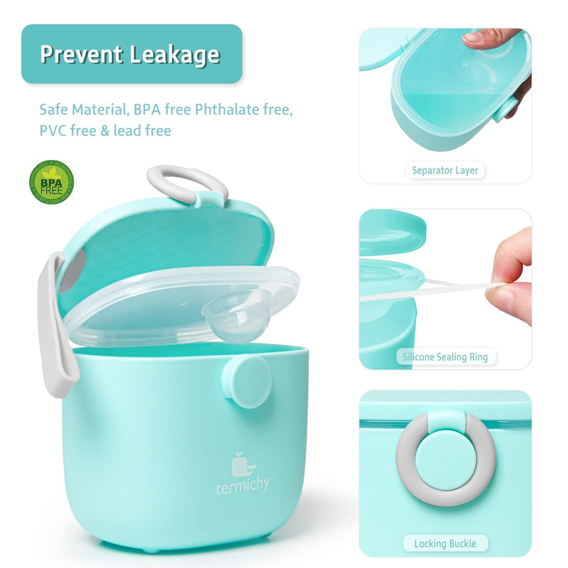 Termichy Milk Powder Dispenser, 250g Formula Dispenser, Airtight Milk Powder Container for Travel Feeding with Leveler and Spoon (Blue,1 Pack) Blue - BeesActive Australia