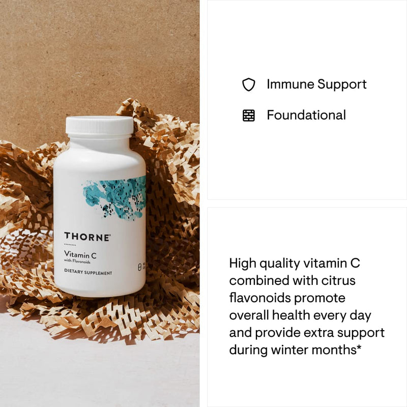Thorne Vitamin C with Flavonoids - Blend of Vitamin C and Citrus Bioflavonoids from Oranges - 90 Capsules - BeesActive Australia