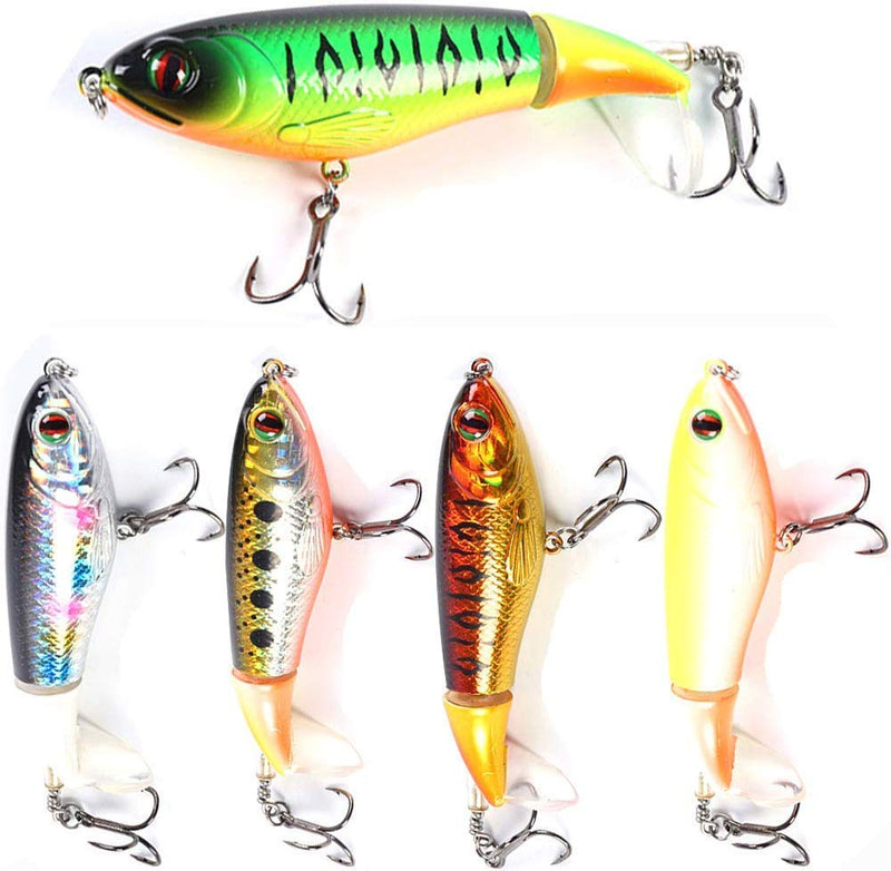 [AUSTRALIA] - GUFIKY Lure Set 5-Pack Whopper Popper Fishing Lures Combo 5.13 inch/0.56 oz with Rotating Spins Tail for Bass,Trout,Walleye,Pike and Musky Topwater Floating Hard Baits 