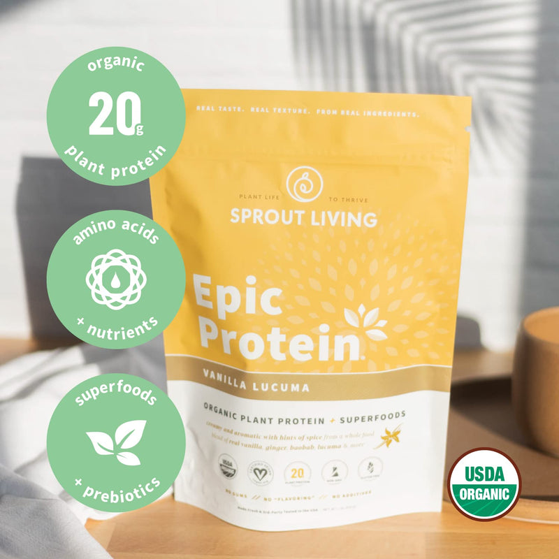 Sprout Living Epic Protein Vanilla Lucuma, 454 g - BeesActive Australia