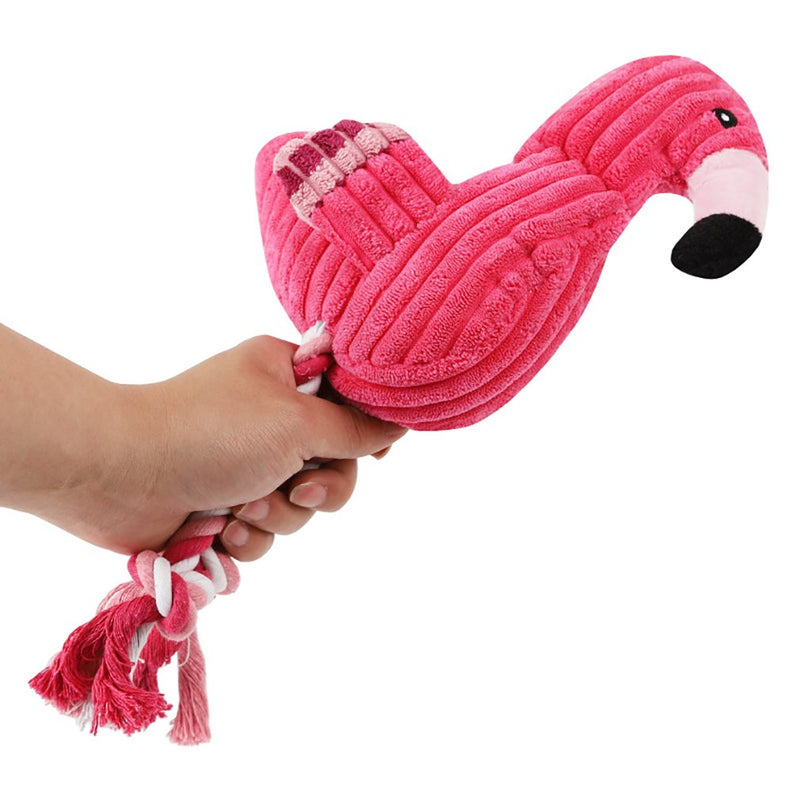 Tough Plush Dog Toy, Knot Flamingo Squeaky Toys for Dogs DT060 - BeesActive Australia