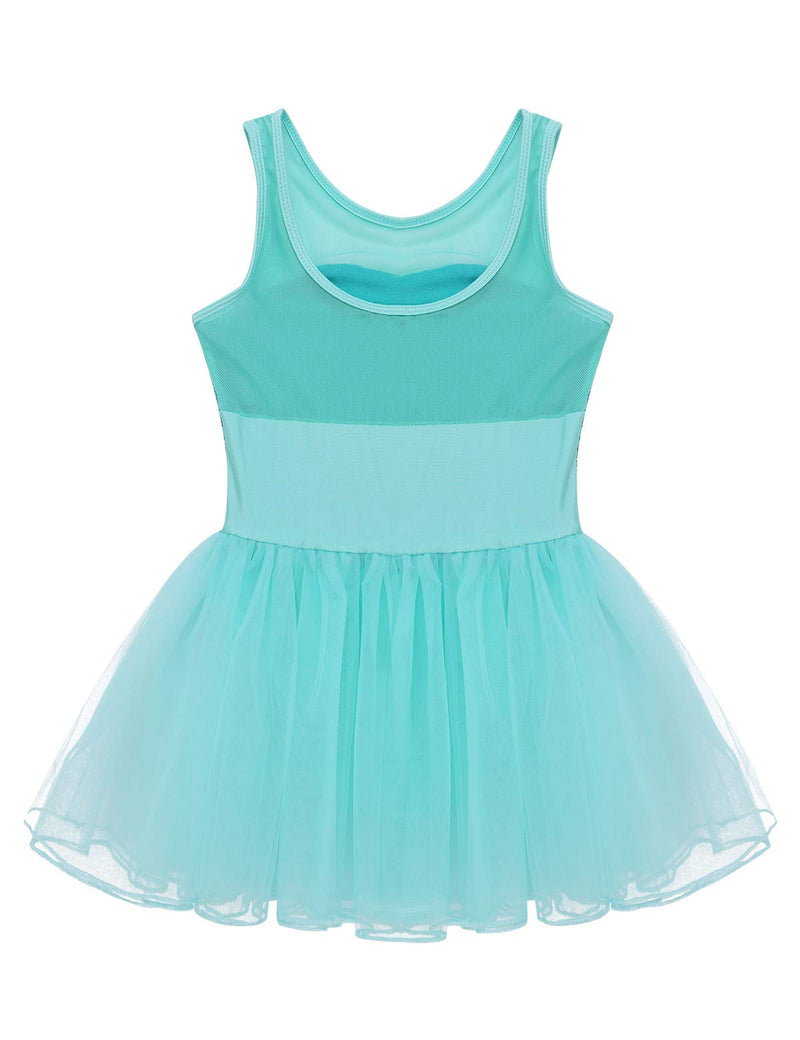 [AUSTRALIA] - moily Big Girls Mesh Splice Sequined Camisole Top with Tutu Skirts Ballet/Ice Skating/Lyrical Dance Dress Mint_green 6 