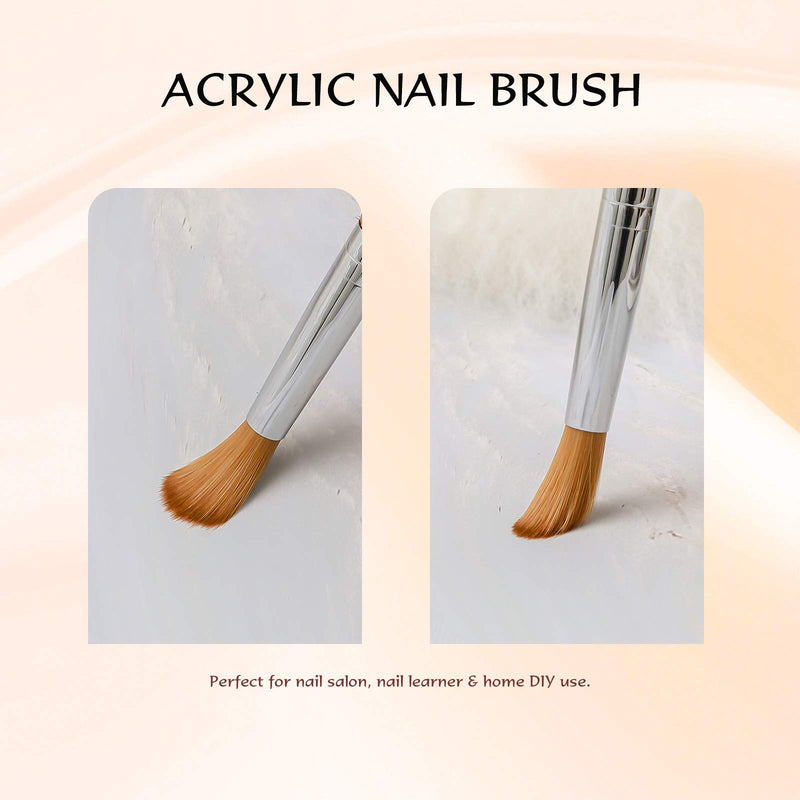 Aokitec Kolinsky Acrylic Nail Brush #14 Oval Crimped Sable Acrylic Brush Wood Nail Art Brush for Acrylic Application Polygel Brush Nail Art Manicure Tool 14# - BeesActive Australia
